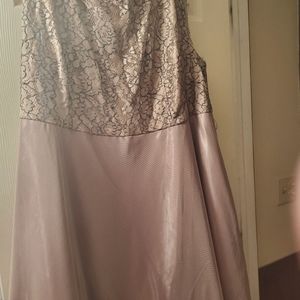 Dressbarn Cocktail Dress,Size 24, Beige/Black Lace Flower w/Beige Underlay